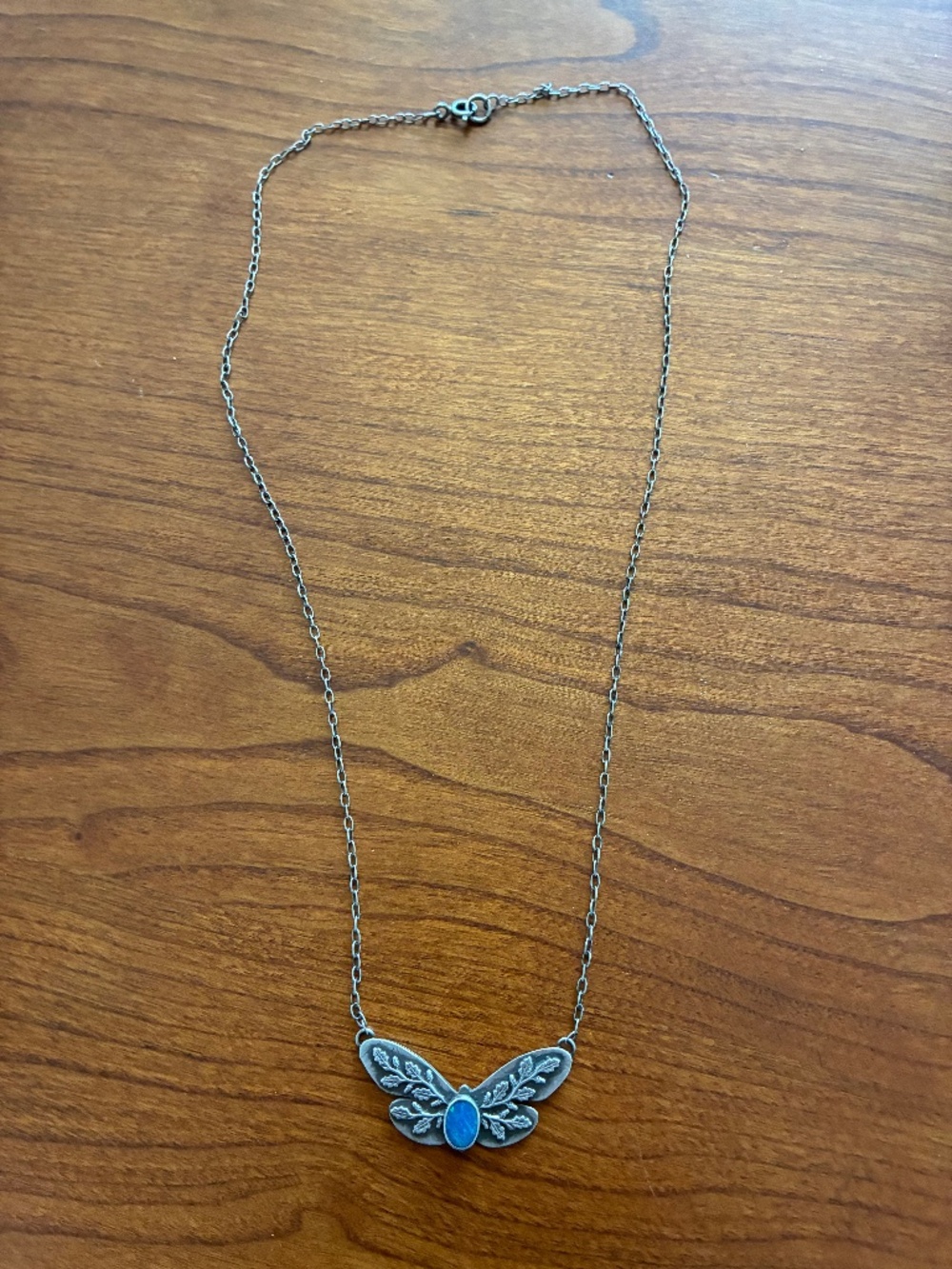 Beautiful Artisan Christine Walsh Jewelry Opal Moth Necklace 18”